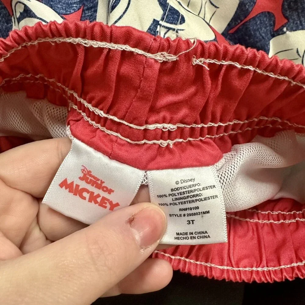 Mickey Mouse Red White & Blue Rashguard & Swim Trunks Set Size 3T